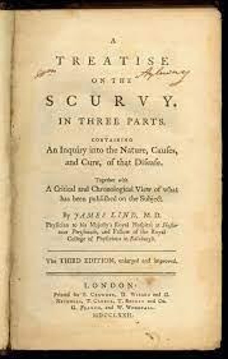 <p>Cured scurvy with the use of Vitamin C from citrus fruits (Vitamin C deficiency)</p>