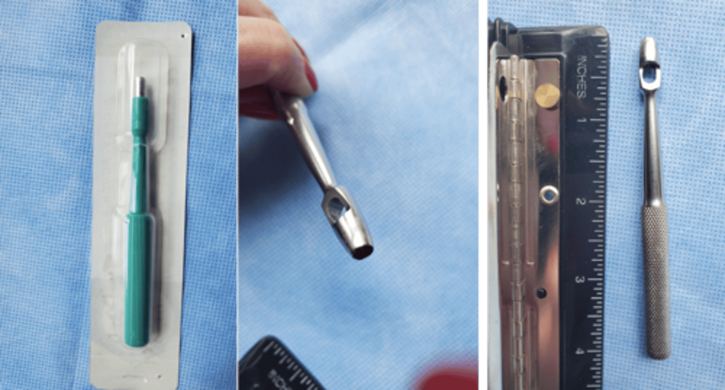 <p>used to take full thickness skin biopsies</p>