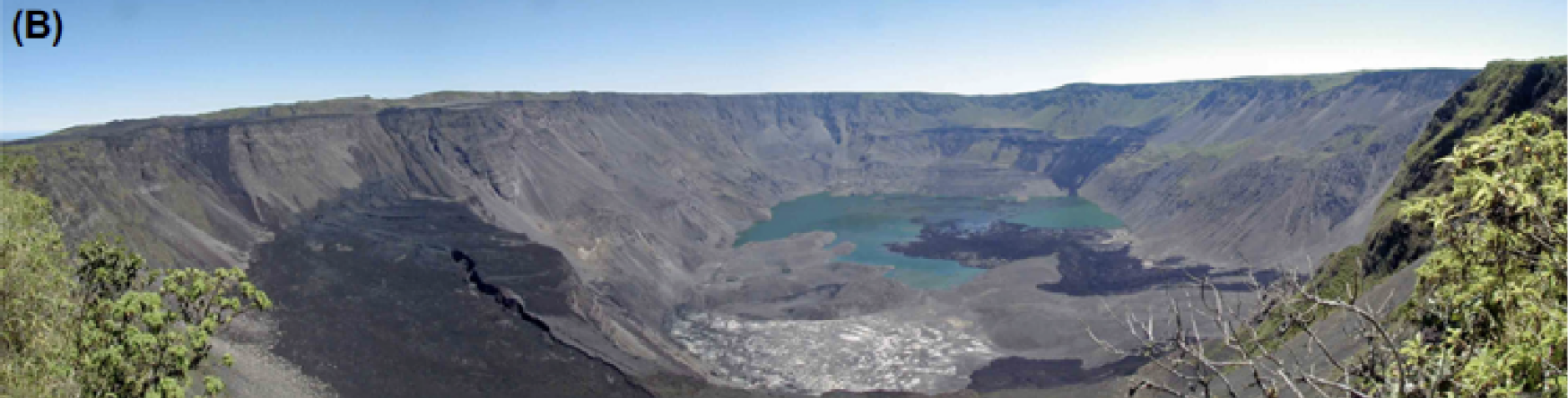 <p>Large volcanic depression formed when a volcano collapses inward. </p><ul><li><p>much larger than craters. </p></li><li><p>form in the summit region of <strong>composite volcanoes - </strong>cone. </p></li></ul><p></p>