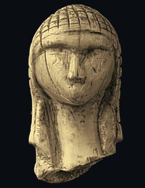 <p>Prehistoric Grotte du Pape, Brassempouy, France. ca. 22,000 bce. Ivory, height 11*2&quot; (3.6 cm). Musée des Antiquités Nationales, Saint-Germain-en-Laye</p>