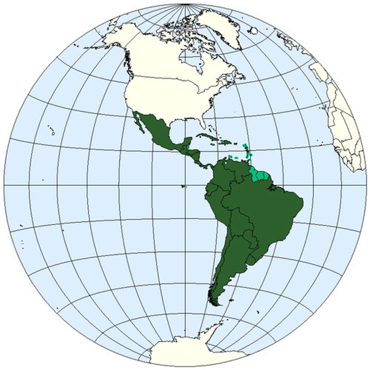 <p>a geographic and cultural region that includes South America, Central America, and Mexico, as well as the Spanish-speaking Caribbean. Generally Spanish or Portuguese speaking and predominantly Catholic</p>