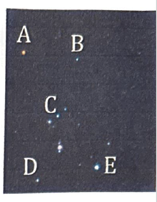 <p>Which of these stars in this image have the coolest surface temp?</p>