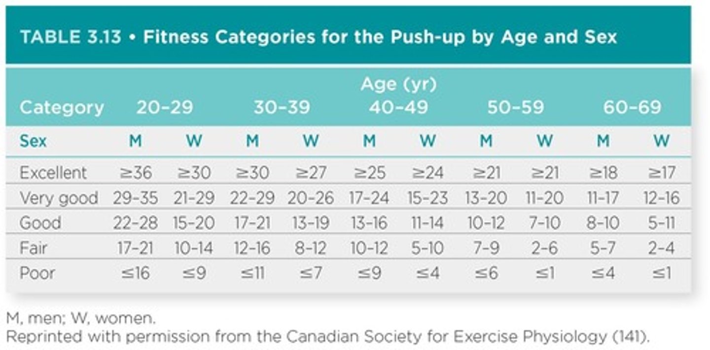 <p>A test to evaluate muscular fitness by counting the maximum number of push-ups performed.</p>