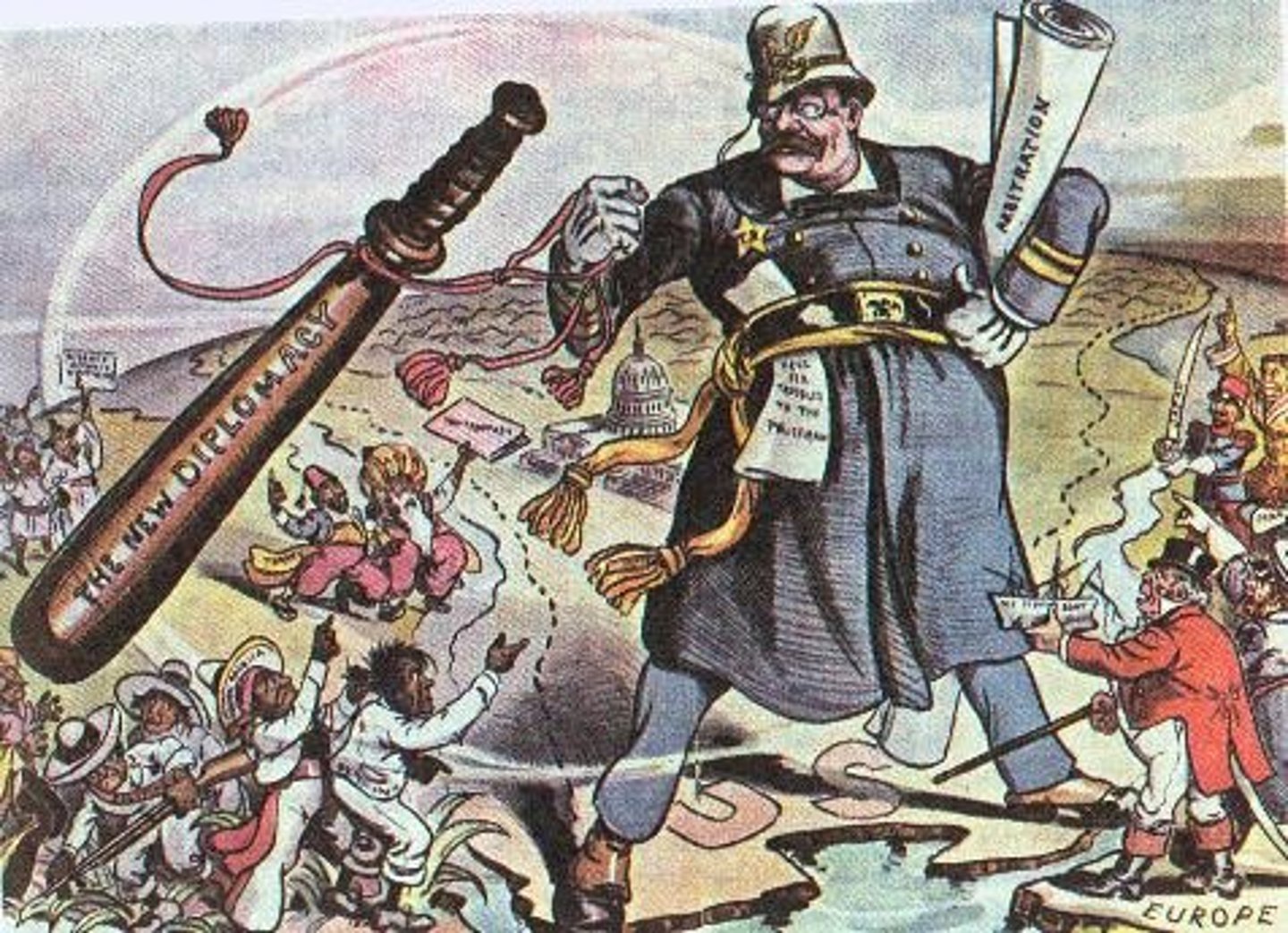 <p>The practice of extending a country's power and influence through diplomacy (negotiations) or military force</p><p>- The U.S. has used its large military and economic strength to pressure other countries into doing what the U.S. wants</p><p>- Ex: Influencing who gains political power in Latin American countries like Nicaragua &amp; Guatemala </p>