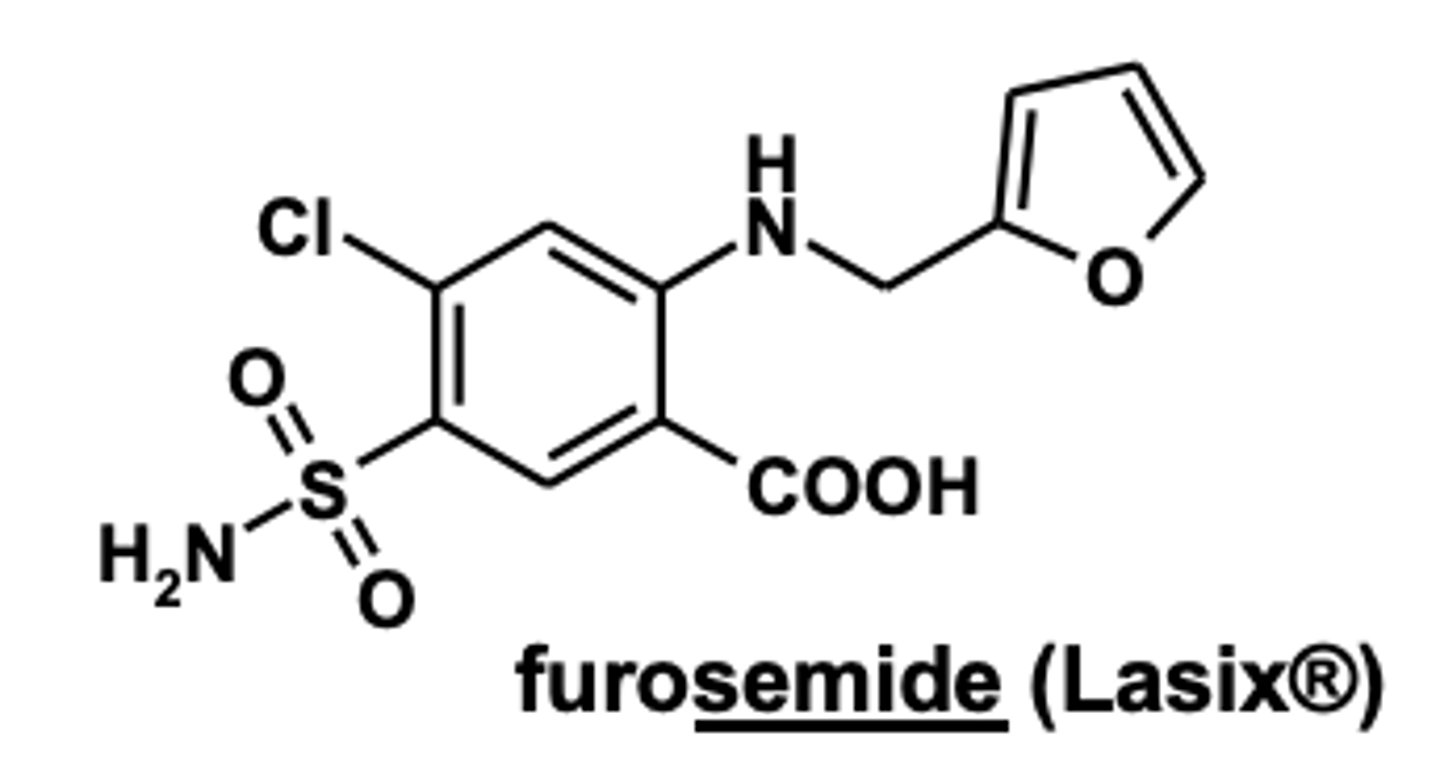 <p>- furosemide<br>- warfarin</p>