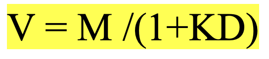 <p>• V - value of R+</p><p>• M- magnitude of R+</p><p>• D – delay of reward</p><p>• K (lambda) – discounting rate: is a correction factor for how much the animal is influenced</p><p>by the delay</p><p>• All this equation is saying is that the value of a reward is inversely affected by how long you have to wait to receive it.</p>