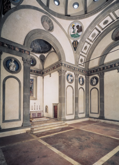 <p>interiorul capelei pazzi - filippo brunelleschi</p>