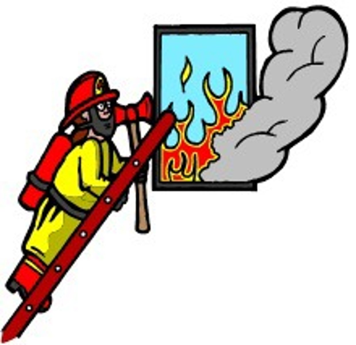 <p>The firefighter climbed the ladder.</p>