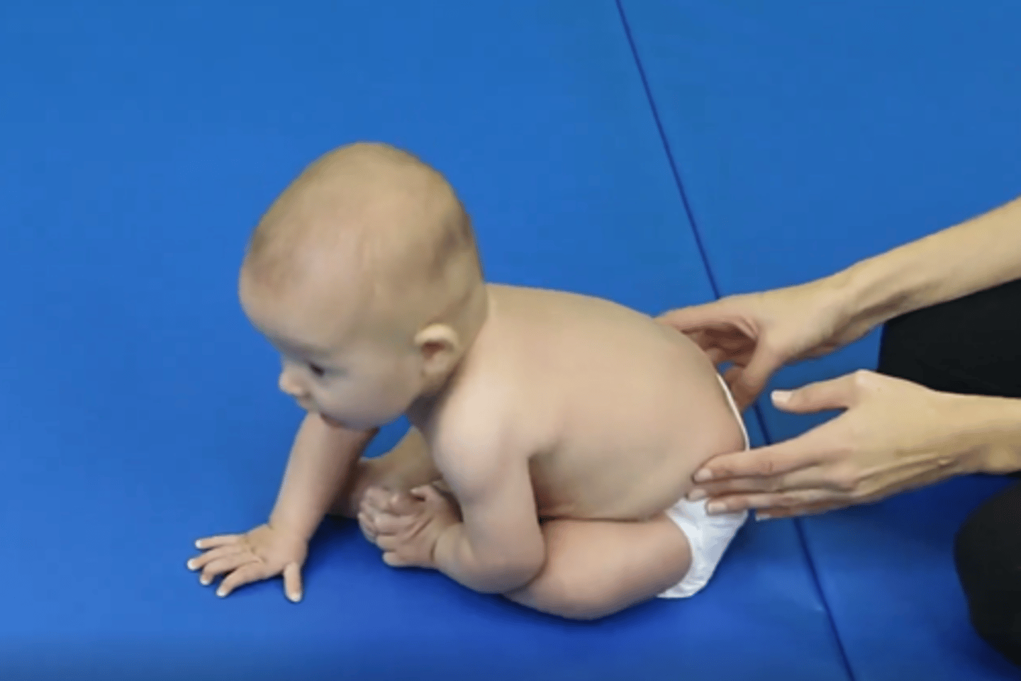 <p>Attempts to assist in trunk control</p><p>Head stays in line with body when tilted on the side</p>