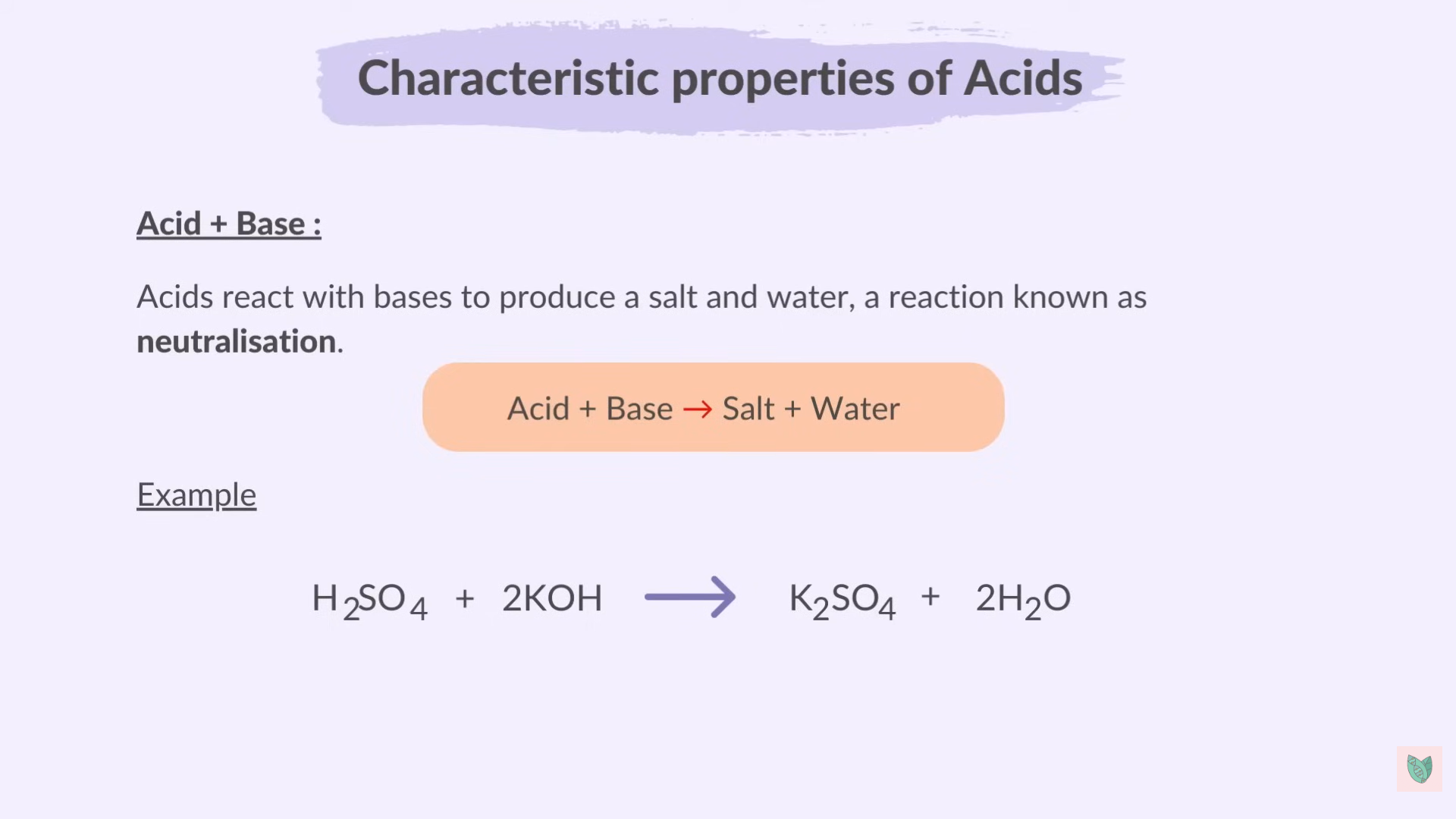 <p>Reaction of Acids</p>