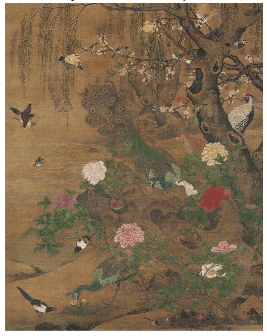 <p>Yin Hong. Hundreds of Birds Admiring the Peacocks</p>