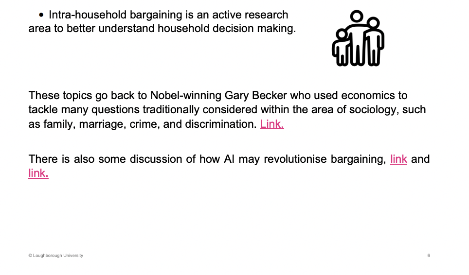 <p>If the Benefits money get paid to the mother or father, outcome is completely different - Example. Mother is much more likely to spend on the children. </p>