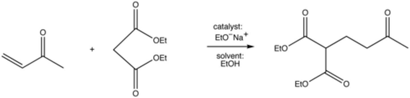 <p>1. Catalyst: EtO-Na+</p><p>2. Solvent: EtOH</p>