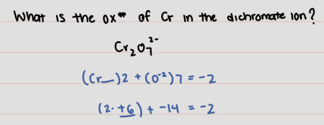 CrO7 ^2- = -2