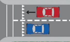 <p>triangles that shows approaching vehicles where to yield or stop</p><p>approaching vehicles</p>