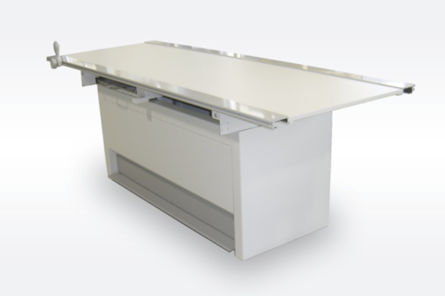 <p>-May be fixed height or variable height</p><p>-Typically has a four-way "floating" tabletop</p><p>-Tabletop is highly radiolucent.</p><p>-Some table designs permit a variable-speed, tilting capability.</p>