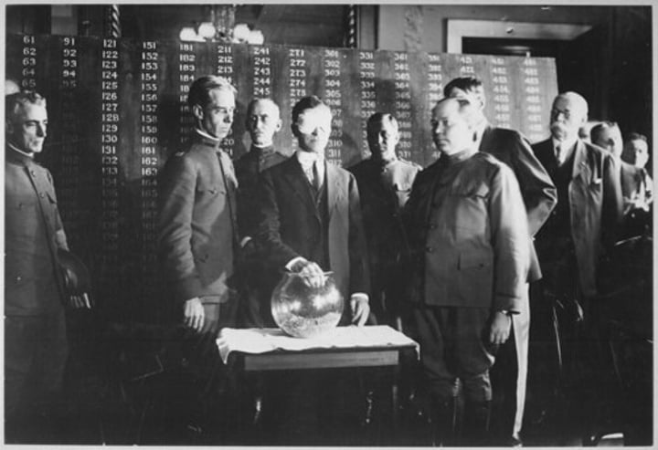 <p>This 1917 law provided for the registration of all American men between the ages of 21 and 30 for a military draft. By the end of WWI, 24.2 had registered; 2.8 had been inducted into the army. Age limit was later changed to 18 to 45.</p>