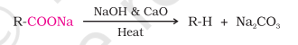 <ul><li><p>Carboxylic acids form hydrocarbons when sodium salt is heated with soda lime (NaOH and CaO in ratio 3:1)</p></li></ul>