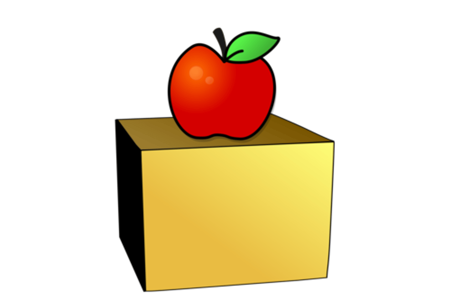 <p>The apple is on the box.</p>