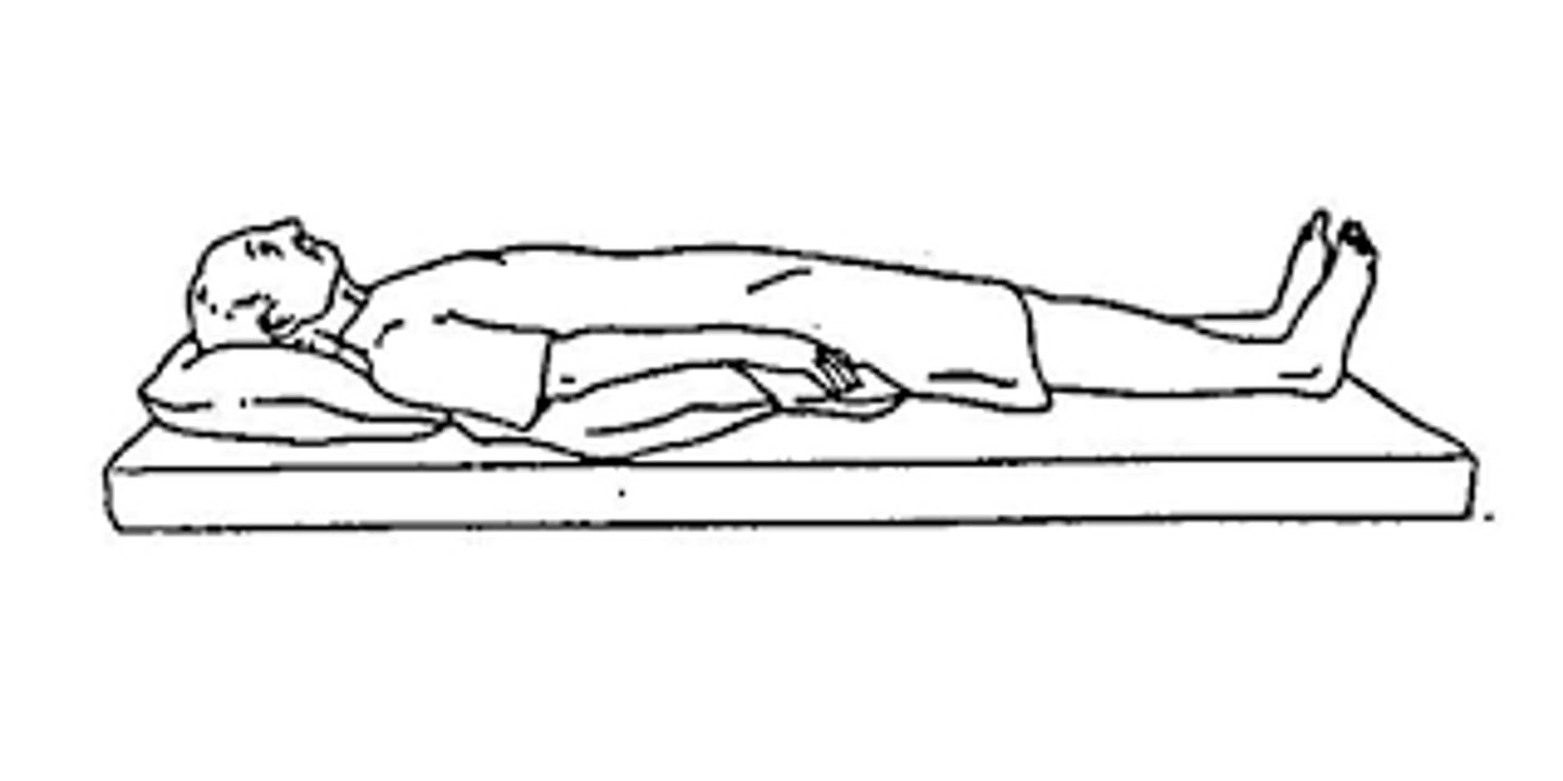 <p>lying on the back</p>