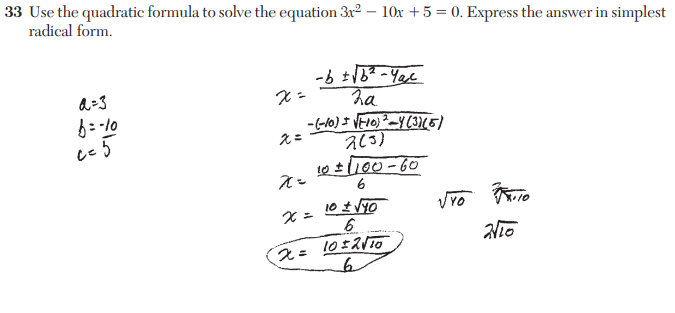 <p>x= 10x<span>±2</span>√10 / 6</p>