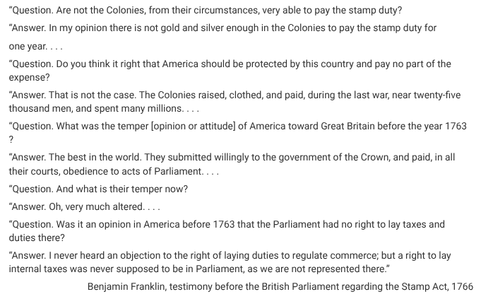 <p>Franklin based his argument in the excerpt on which of the following?</p>