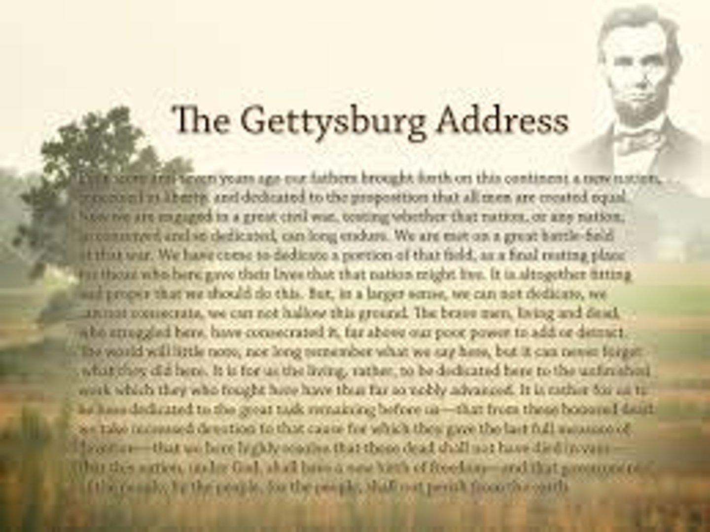 <p>A 3-minute address by Abraham Lincoln during the American Civil War (November 19, 1963) at the dedication of a national cemetery on the site of the Battle of Gettysburg</p>