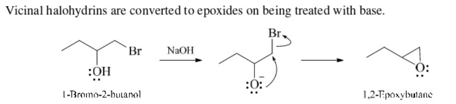 <p>turn into epoxides (intramolecular Williamson ether synthesis)</p>