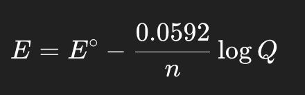 <p>What happens to E (actual cell potential) if [products] ↑ (Q increases)?</p>