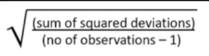 measure of spread of observations around the mean