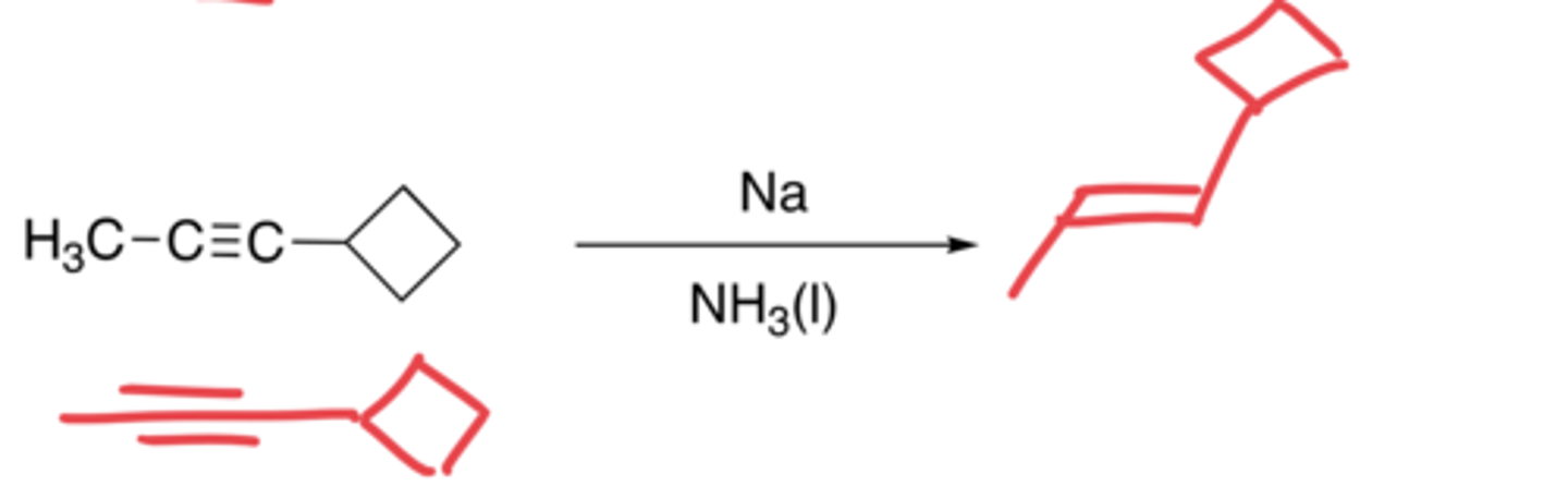 <p>- The addition of H molecules</p><p>- Syn-addition</p><p>- Makes a trans alkene</p>