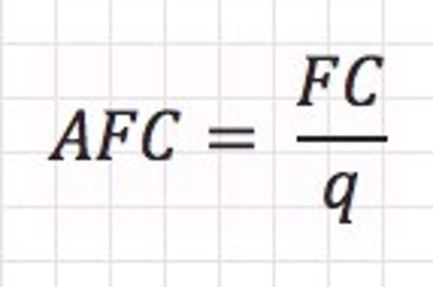 <p>Total fixed cost divided by the total output in a given time period.</p>