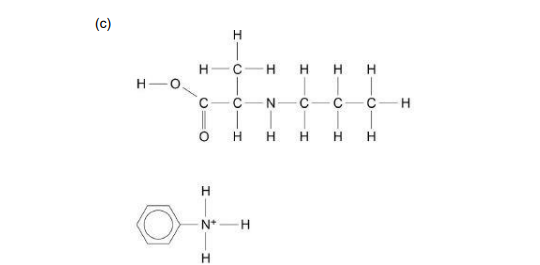 <ul><li><p>C-N bond broken in the amide</p></li><li><p>Leaving the Carboxylic acid as a product</p></li><li><p>And the phenylamine picks up 2 more H due to protonation, forms R-N⁺H₃(<strong>ammonium ion</strong>)</p></li></ul><p></p>