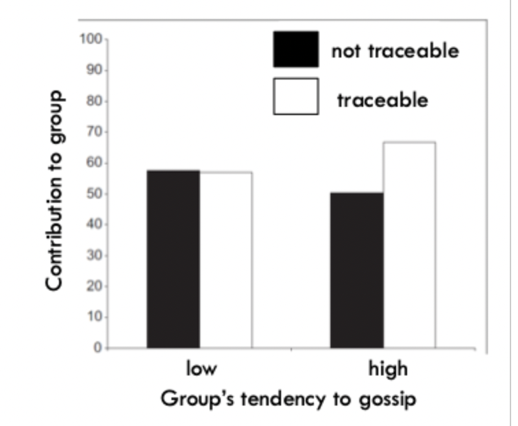 <ul><li><p>gossip serves as a social function</p></li><li><p>gossip provides a moderating effect on pro-group behaviour</p></li><li><p>gossip enforces moral norms</p></li></ul><p></p>