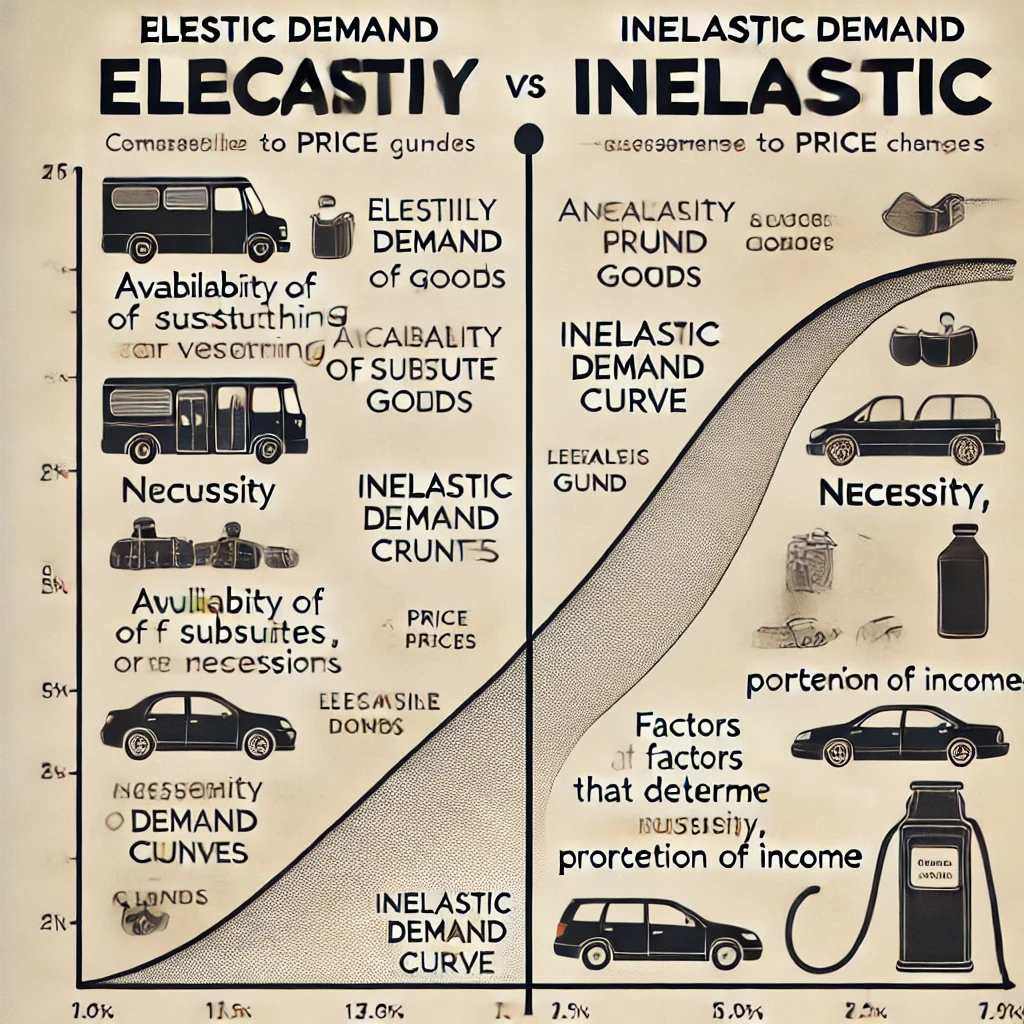 <p><span style="color: yellow">What is the difference between elastic demand and inelastic demand?</span></p><ul><li><p><span style="color: yellow">What factors determine the degree of elastic demand?</span></p></li></ul><p></p>