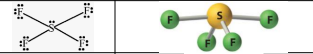 5 electron domains, 4 bonding groups, 1 lone pair (sp3d) (<120/<90)