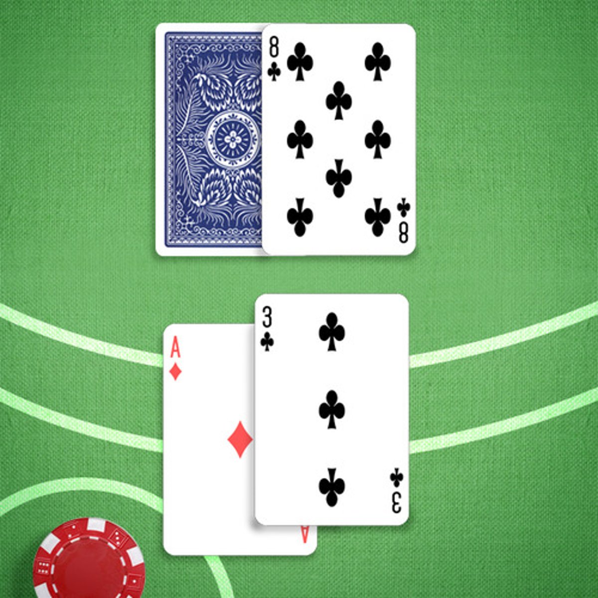 <p>You: 14</p><p>Dealer's Upcard: 8</p>