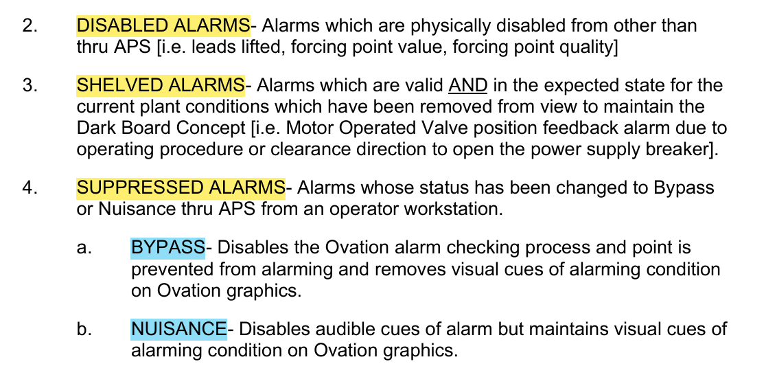 <p>B-ADM-OPS-002 Alarm Response and Status Control</p><p>Suppressed Alarms</p>