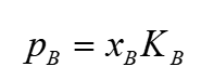 <p>K = empirical constant for pure component B </p><ul><li><p>about ideal dilute solution </p></li><li><p>implies interactions before / after mixing are different → will be approximately valid when B is surrounded by other molecules (A) . B being the solute </p></li></ul><p></p>