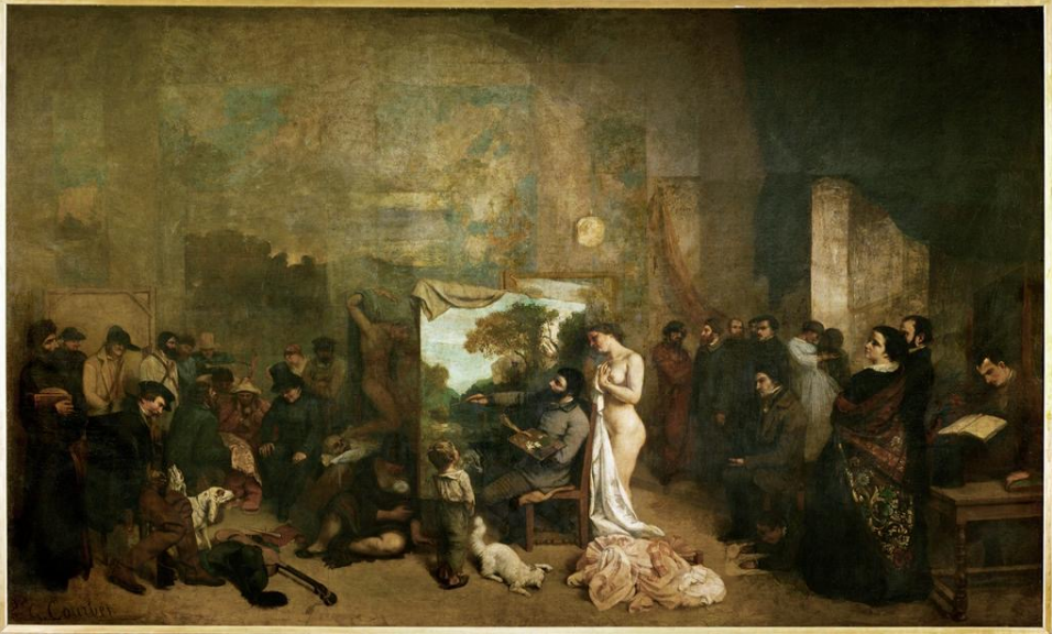 <p>Courbet, The Painter’s Studio, 1855</p>