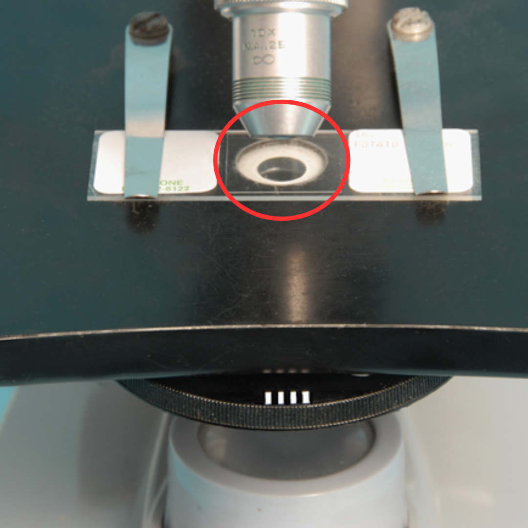 <p>It is a hole in the stage that enables light to pass through.</p>