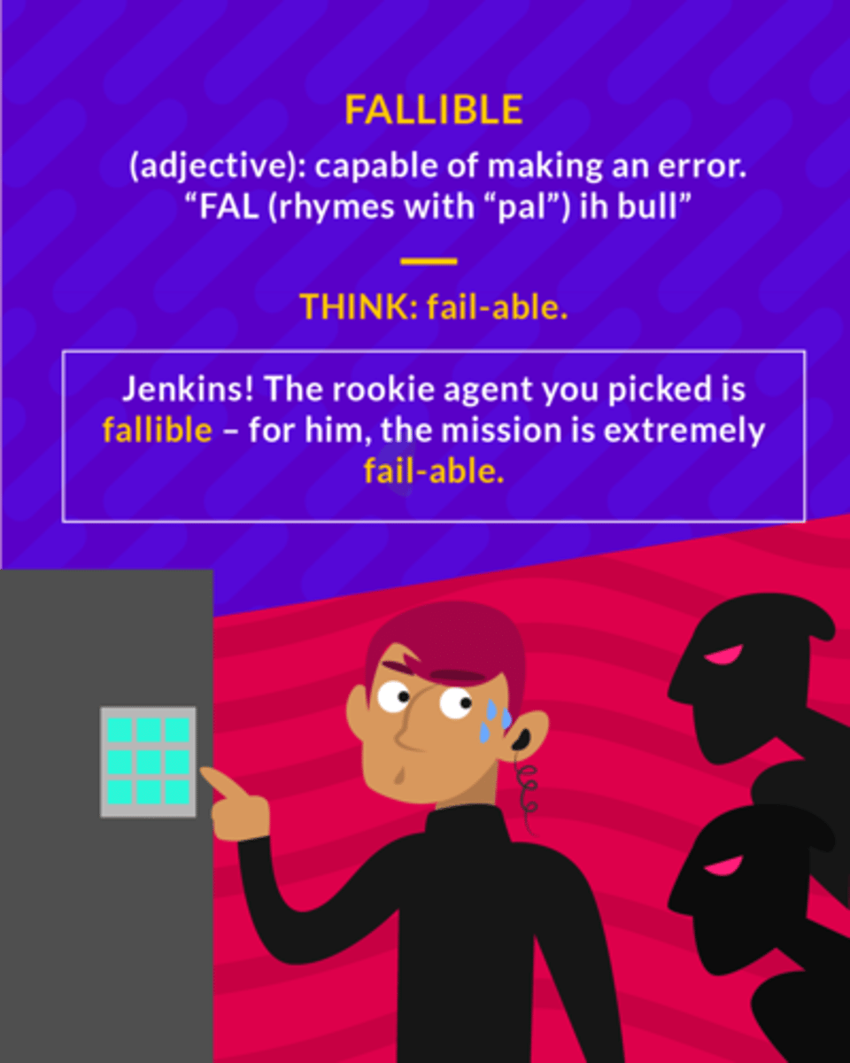 <p>capable of error</p><p>(adj.) capable of making an error</p>