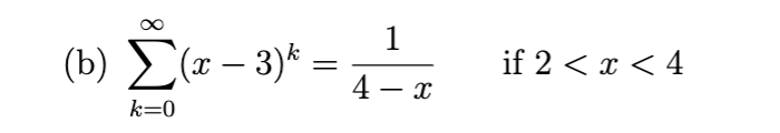<p>use geometric series to show that:</p>