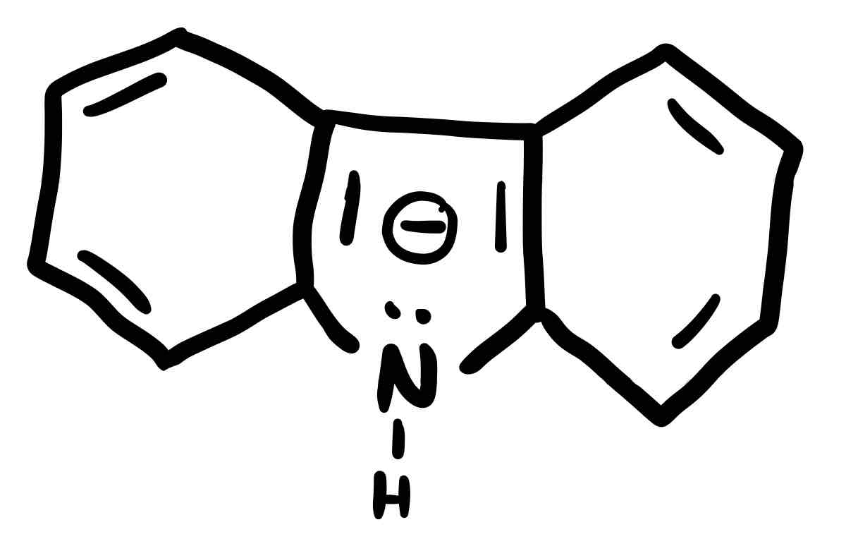 <p>Pyrrole between 2 benzene </p>