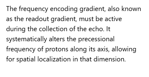 <p>C. Frequency encoding gradient</p>