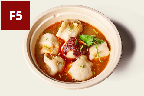 <p>F5 - Spicy &amp; Sour Lamb Dumplings in Soup</p>