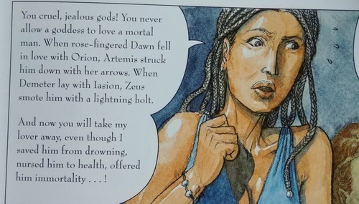 <p>Beautiful nymph who lives on the island of Ogygia. Rescues Odysseus and keeps him for her own pleasure for seven years.</p>