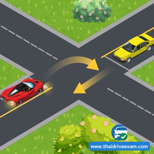 <p><span>From the picture, in the case where there is no traffic light, the red car or the yellow car has the right to go first.</span></p>
