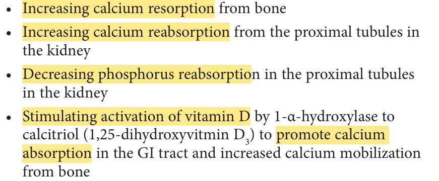 <p>The parathyroid glands release PTH in response to decreased serum — and increased serum — levels. </p>