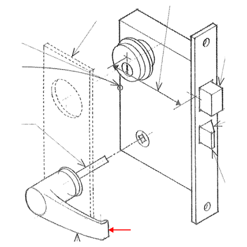 <p><span>A horizontal handle for operating the bolt of a lock</span></p>